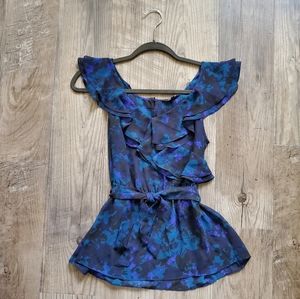 Express Chiffon Blouse in Blue & Black, Size: S